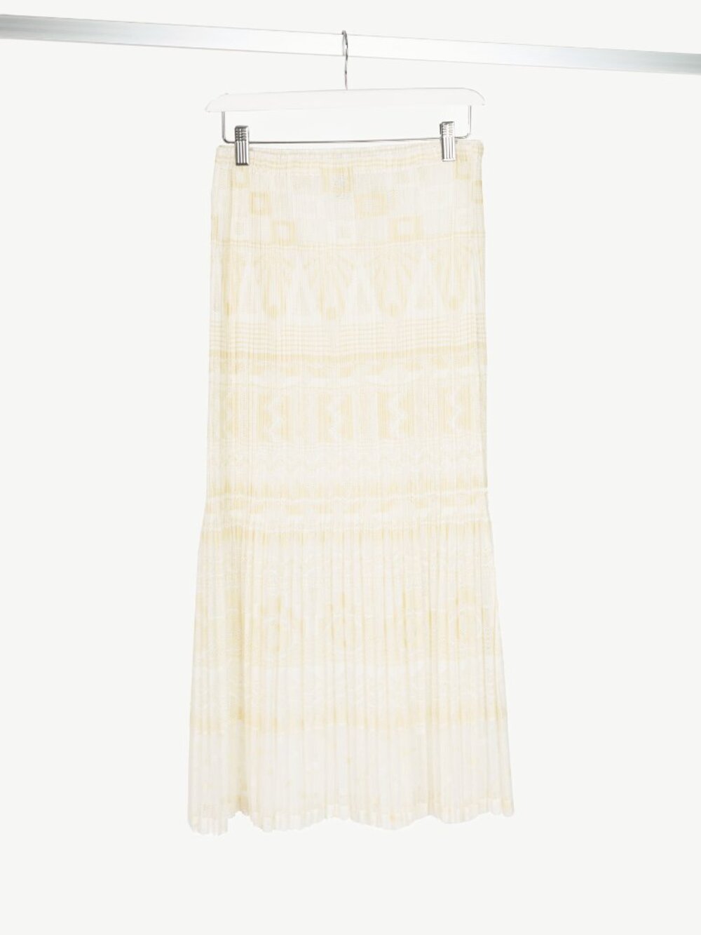 Pleats Please Issey Miyake White Geometric Mesh Midi Skirt